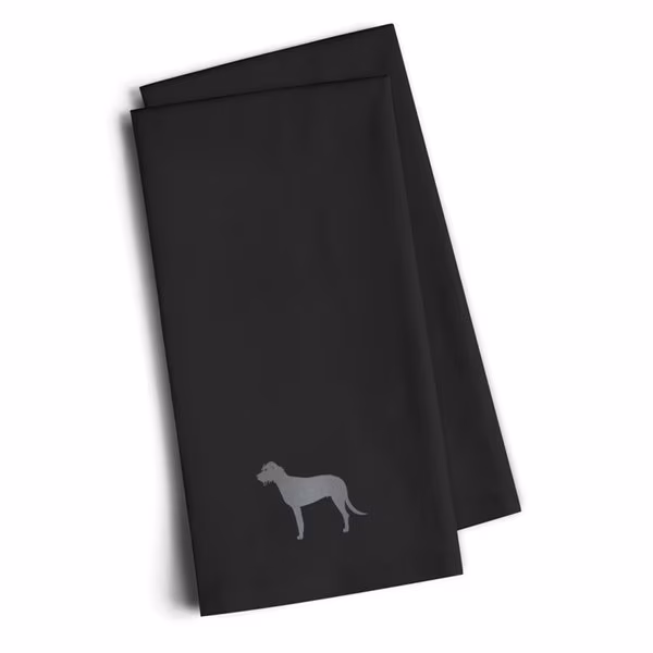 Irish Wolfhound Black Embroidered Kitchen Towel, Set of 2